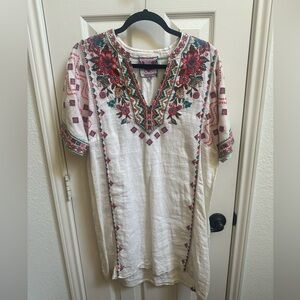 Johnny Was Multicolor Embroidered Tunic Dress